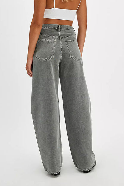 Washed Straight Leg Fashion Street Style Jeans