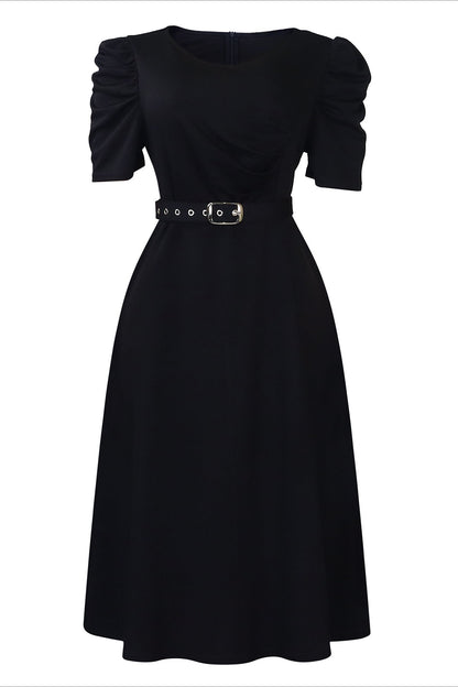 Solid Ruched Midi Dress