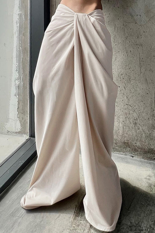 Solid Knot Low Waist Wide Leg Pants
