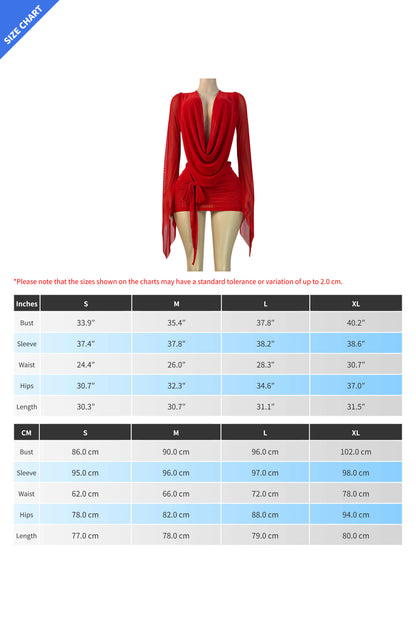 Draped Deep Plunge Mini Dress
