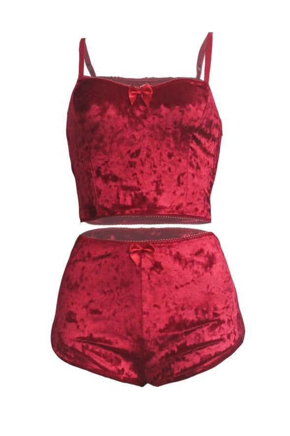 Crushed Velvet Cami & Shorts Lounge Set