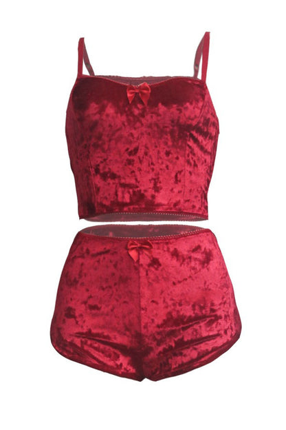 Crushed Velvet Cami & Shorts Lounge Set