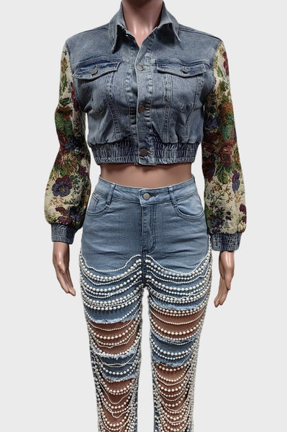 Flower Denim Jacket