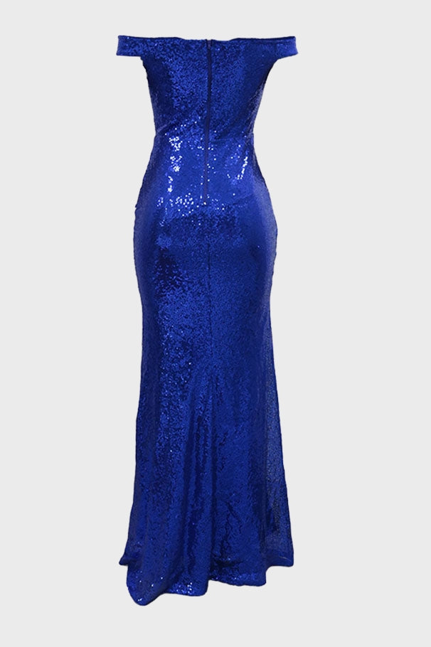 Off-the-Shoulder Sequins Prom Dress Long Slit