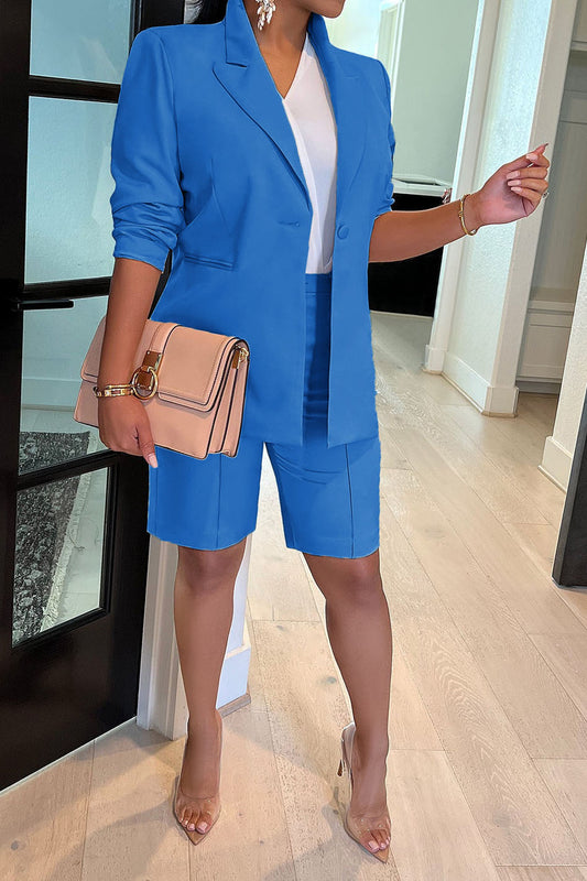 Casual Blazer and Shorts Set
