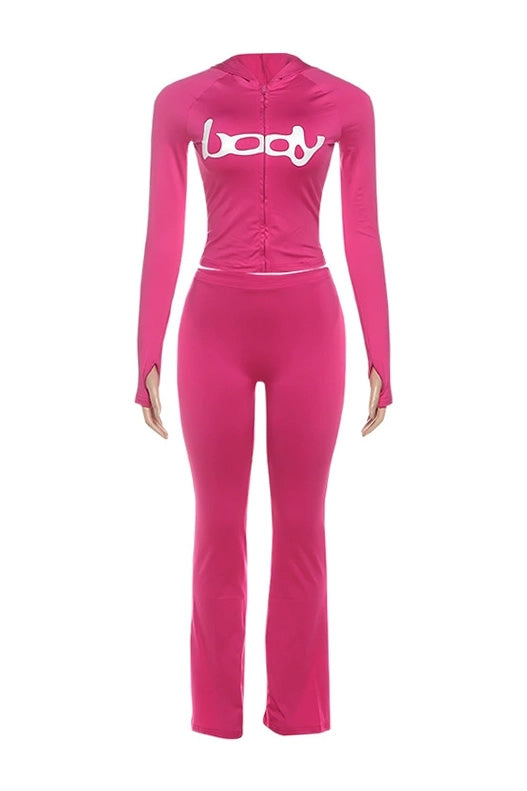 Zip Up Long Sleeve Top and Pants Set