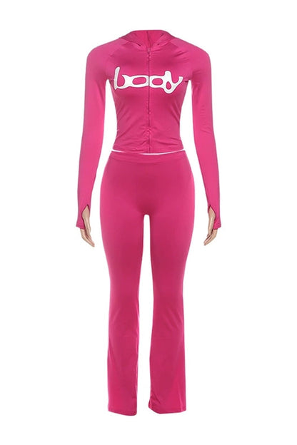 Zip Up Long Sleeve Top and Pants Set