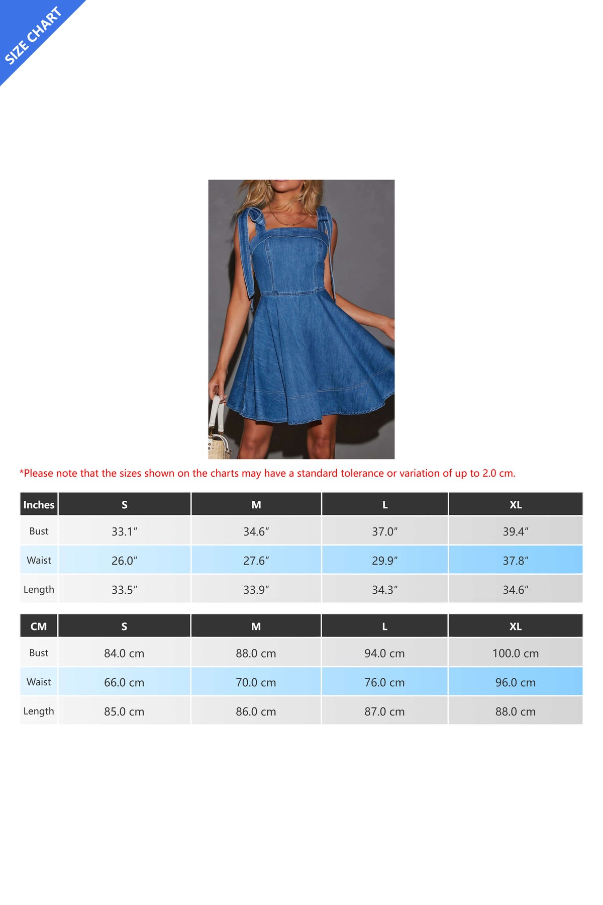 Square Neck Tie Shoulder Denim Dress