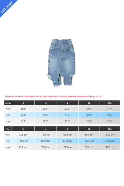Double Denim Baggy Capri Jeans