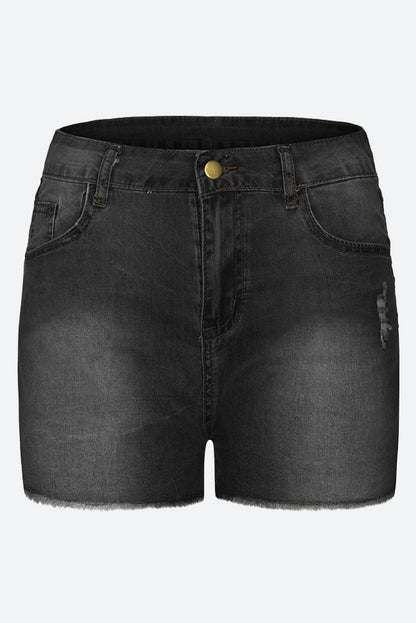 Stretch Skinny Ripped Denim Shorts
