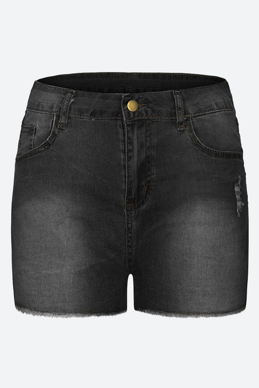 Stretch Skinny Ripped Denim Shorts