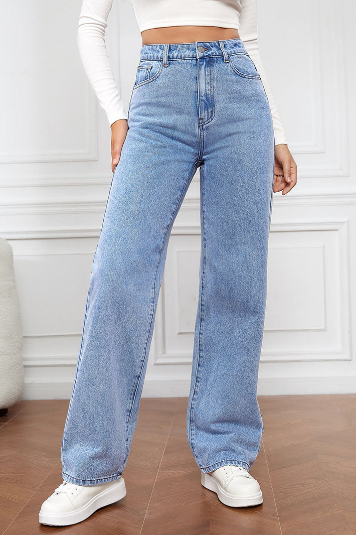 High-Waisted Straight Leg Jeans
