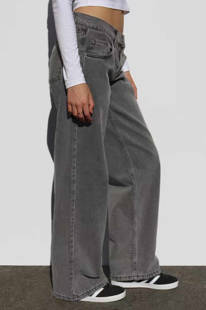 Vintage High Waist Loose Straight Wide Jeans
