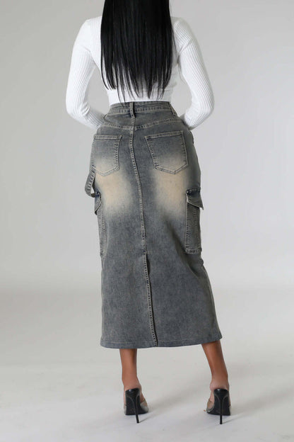 Denim Cargo Skirt