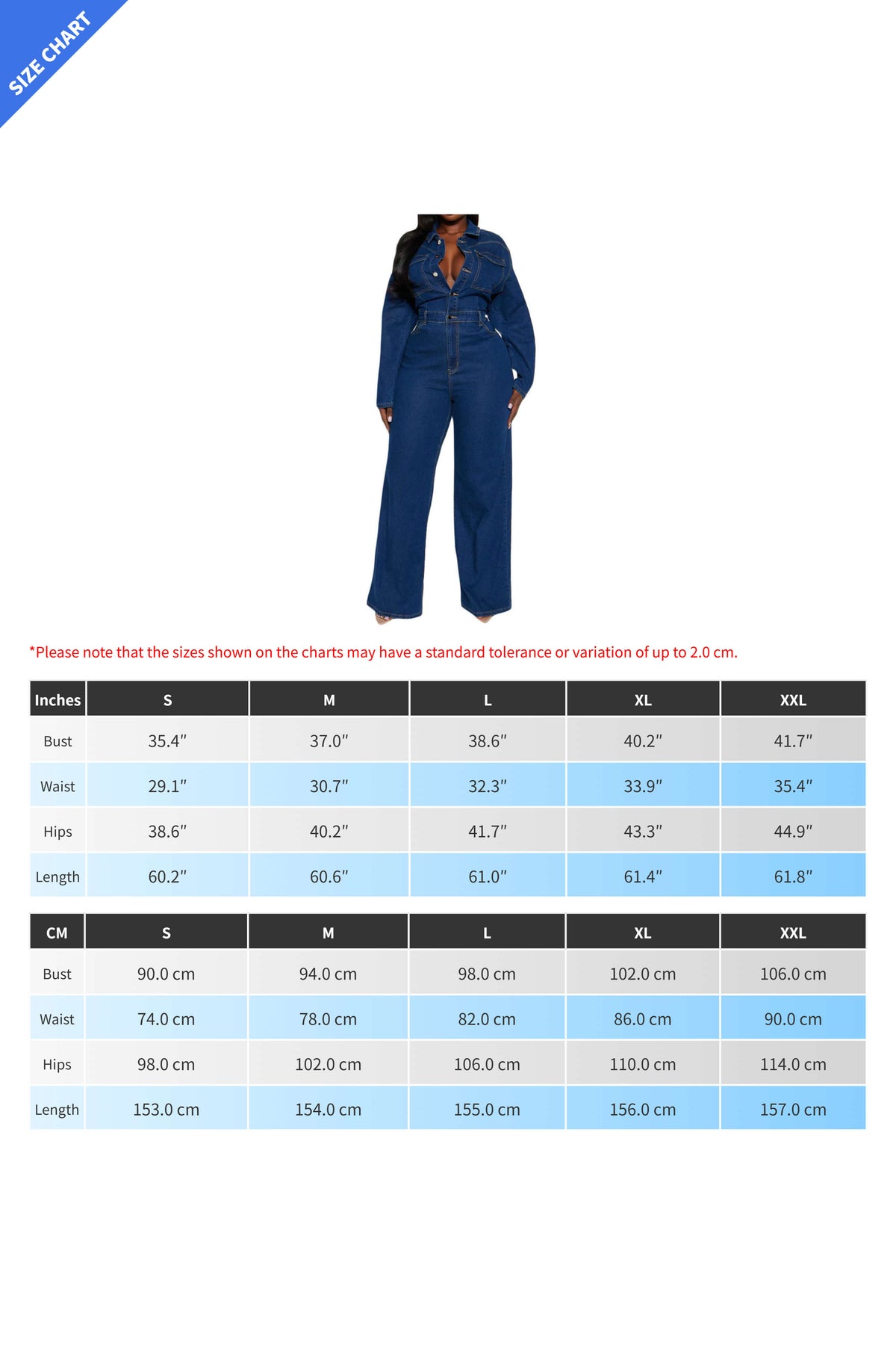 Stretch Flare Leg Long Sleeve Denim Jumpsuit