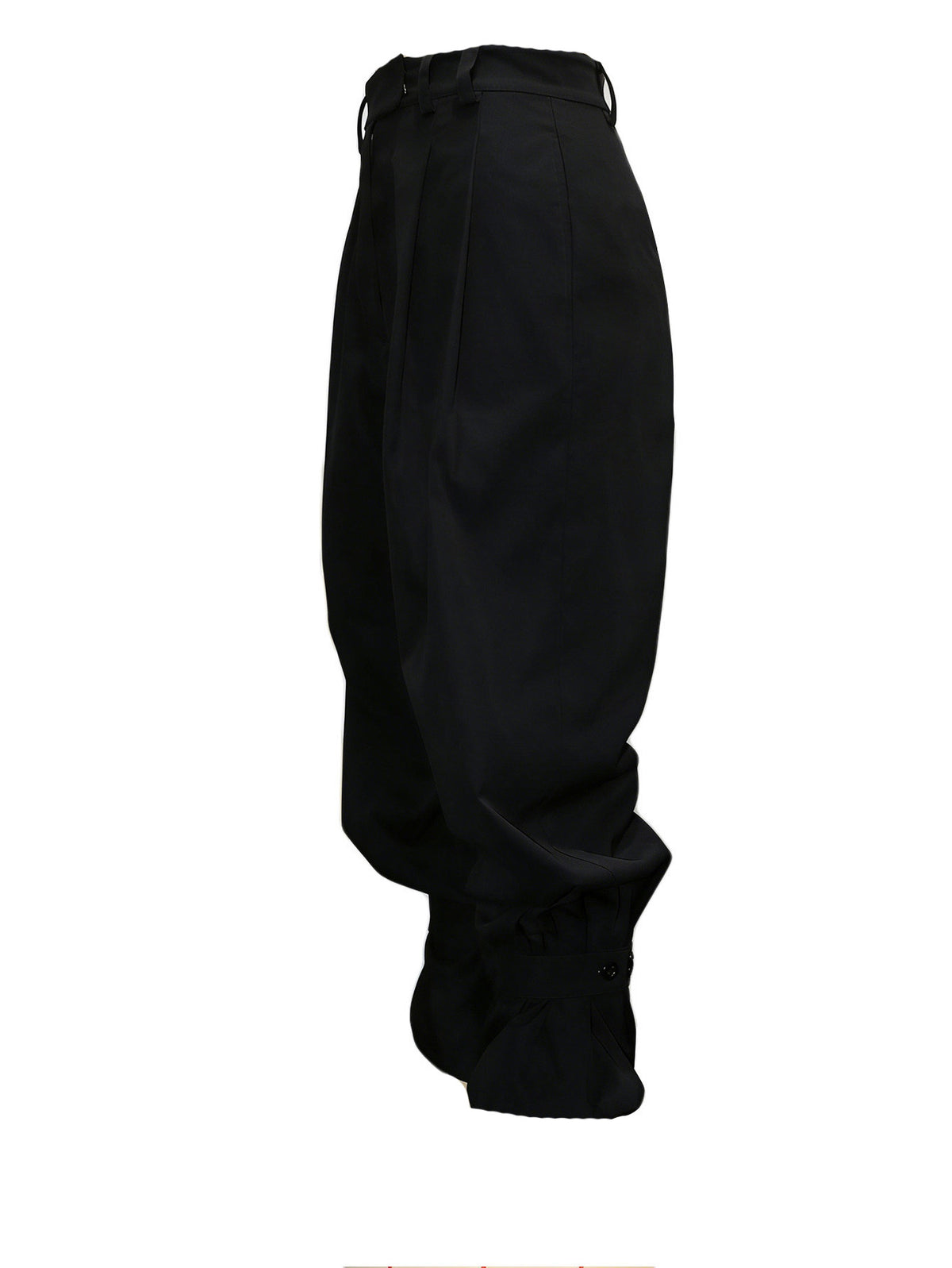 Pleated Ruffle-Cuff Balloon Trousers