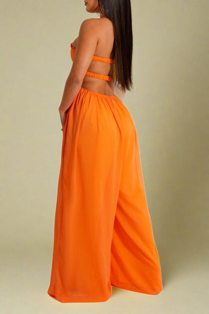 Wide Leg Flared Jumpsuit