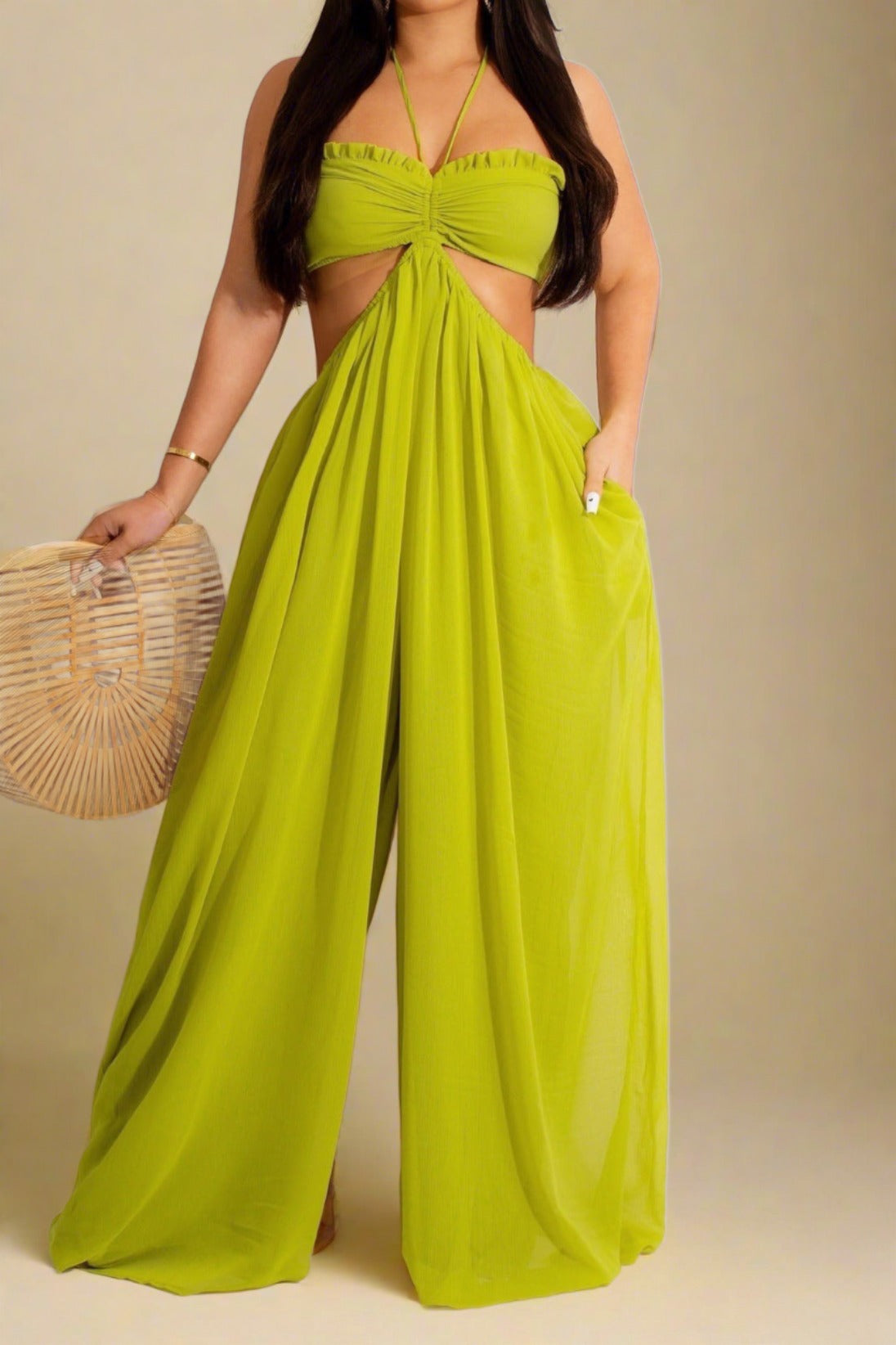 Wide Leg Flared Jumpsuit
