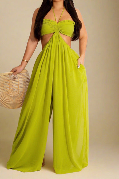 Wide Leg Flared Jumpsuit