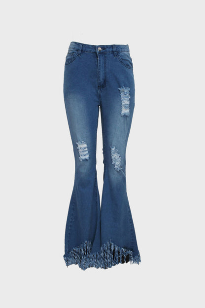 Stretch Ripped Wide Leg Jeans