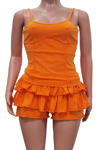 Washed Camisole and Ruffle Skort Set