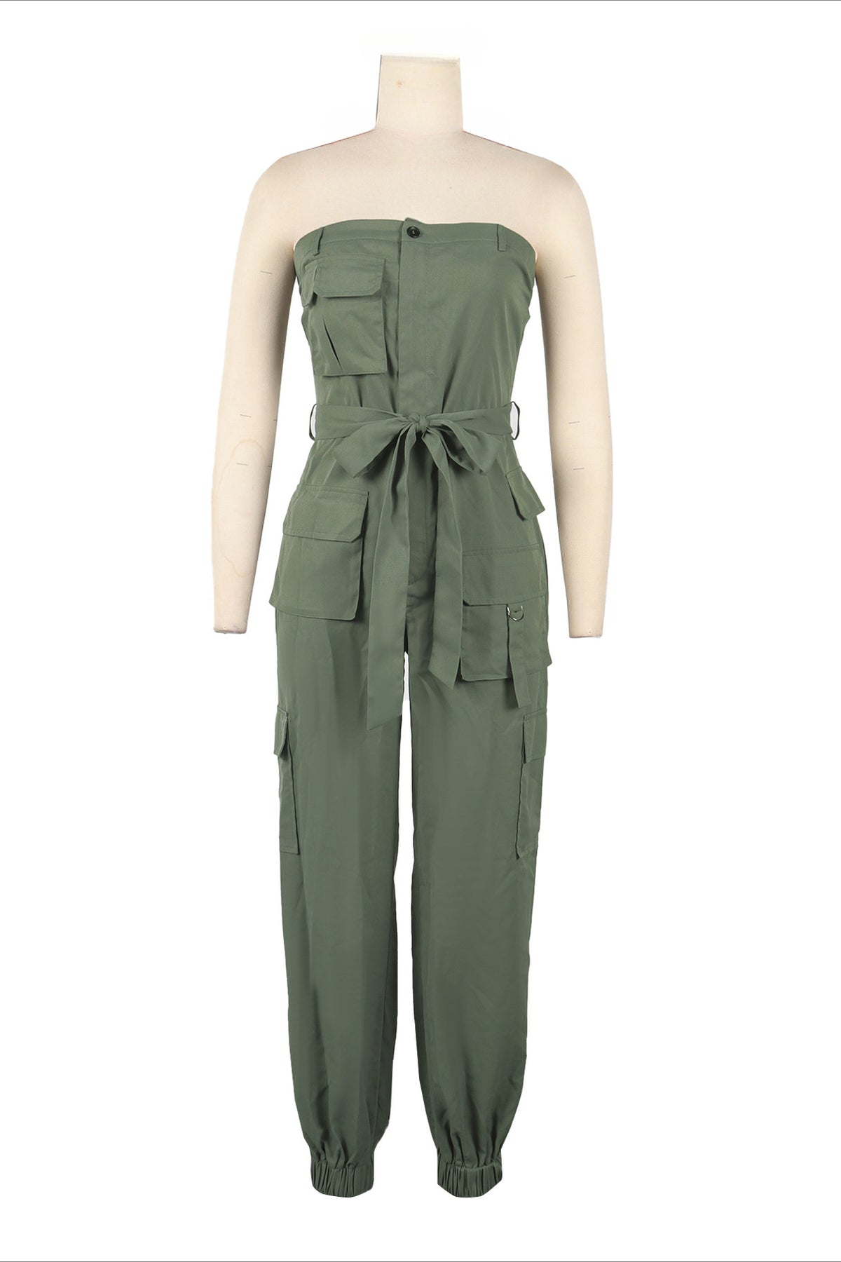 Strapless Utility Jumpsuit with Pockets