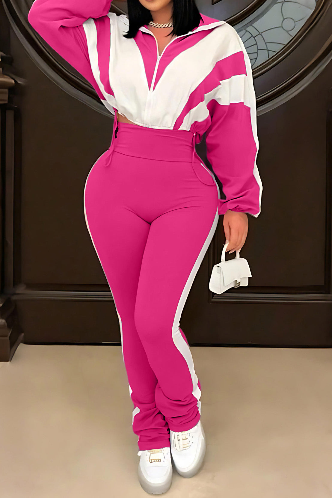Sporty Color Block 2-Piece Tracksuit