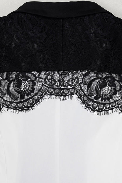 Lace Panel Slim Fit Blazer & Pants Set