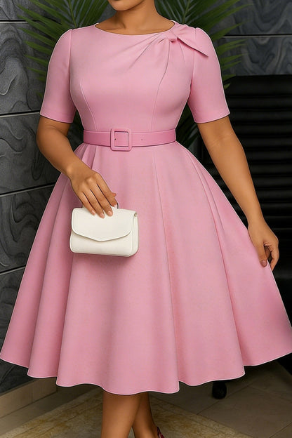 Elegant Bow Accent A-Line Midi Dress