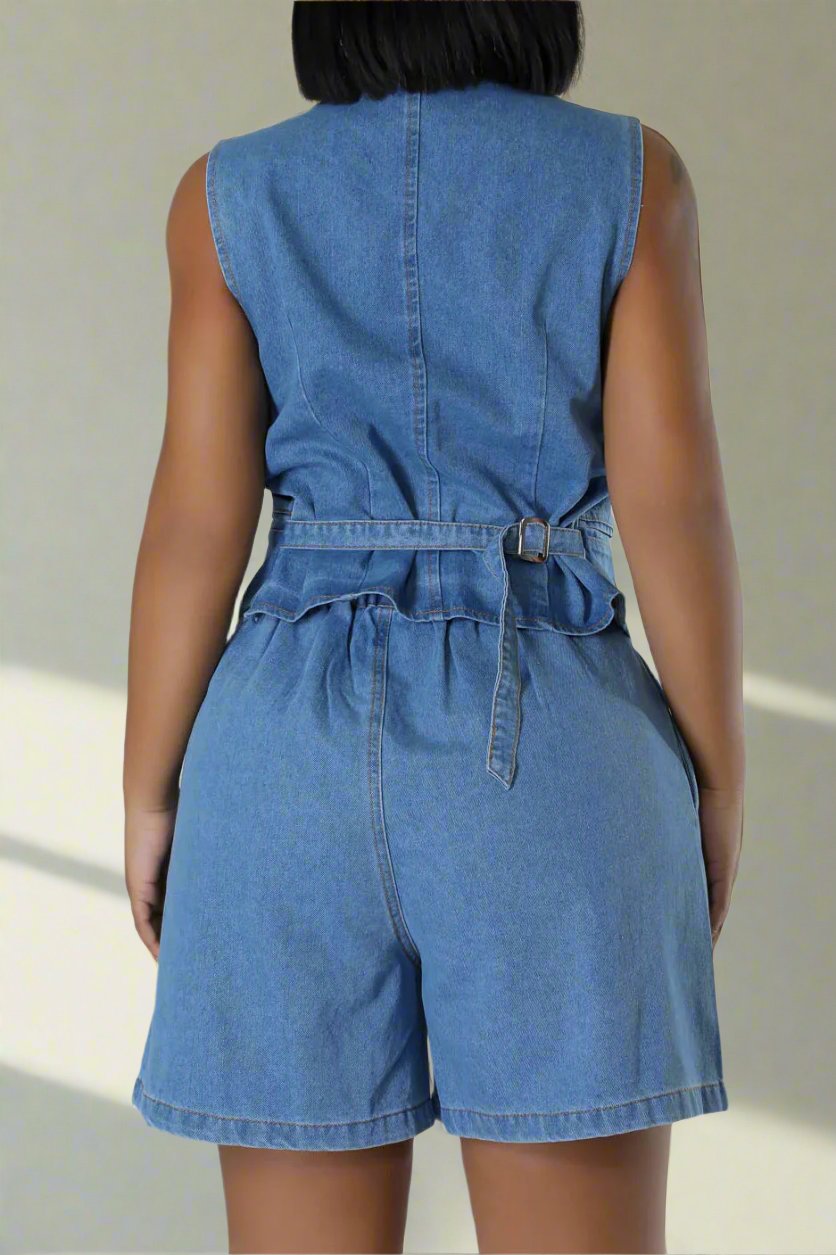 Denim Vest Shorts Matching Set