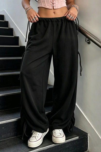 Adjustable Drawstring Baggy Parachute Pants