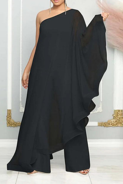 One Shoulder Batwing Jumpsuits