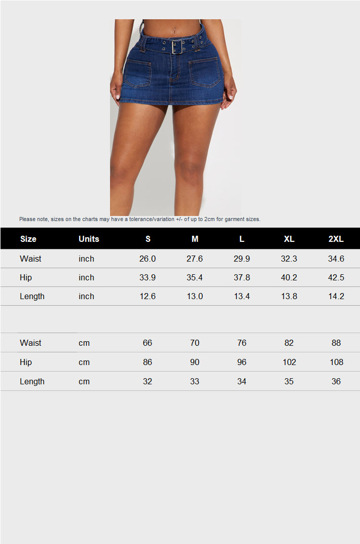 Wash Pocket Front Reverse Look Denim Mini Skirt