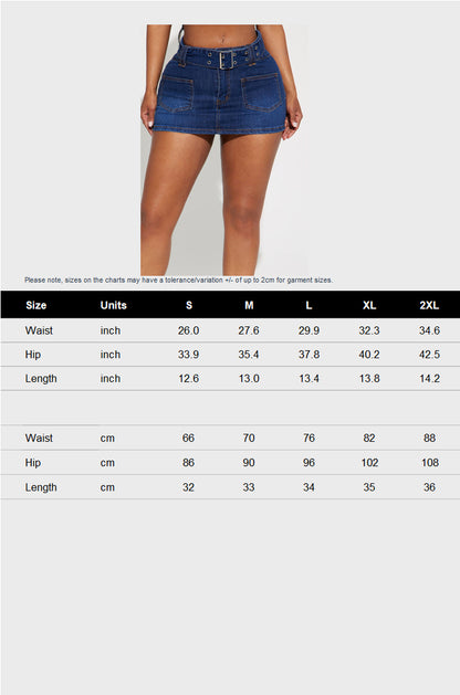 Wash Pocket Front Reverse Look Denim Mini Skirt