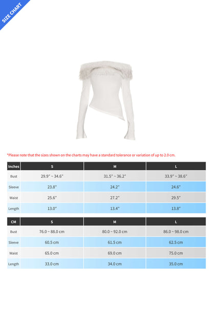 Off Shoulder Fur Trim Flare Sleeve Top