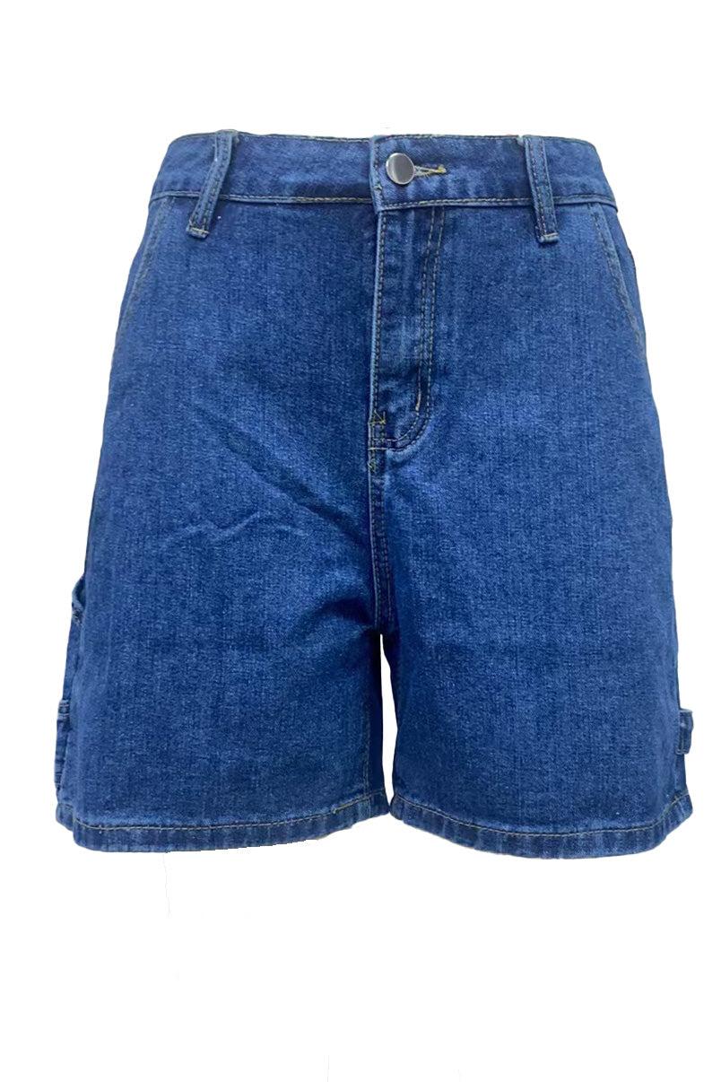 High-Waisted Relaxed Utility Denim Shorts
