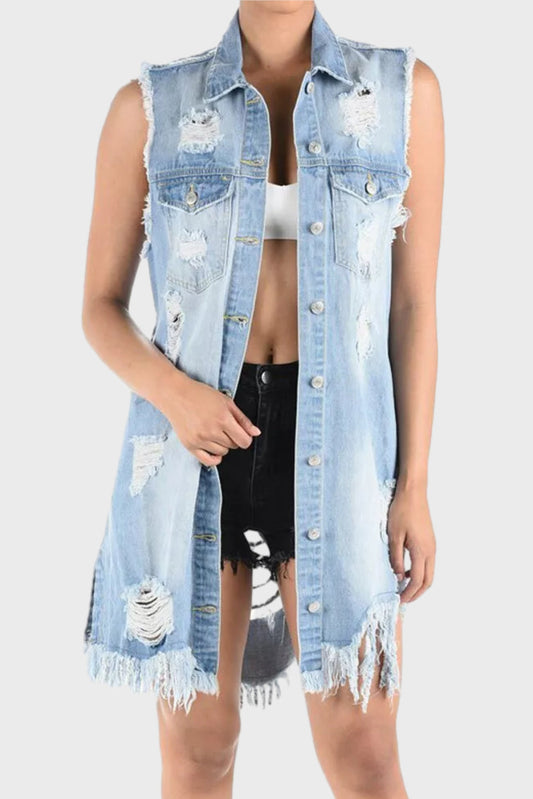 Ripped Denim Vest