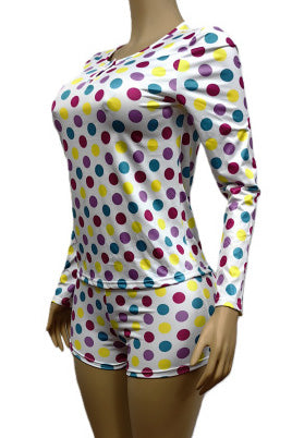 Polka Dot Long Sleeve Bodycon Romper