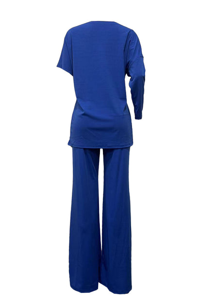 Asymmetrical Top & Wide Leg Pants Set