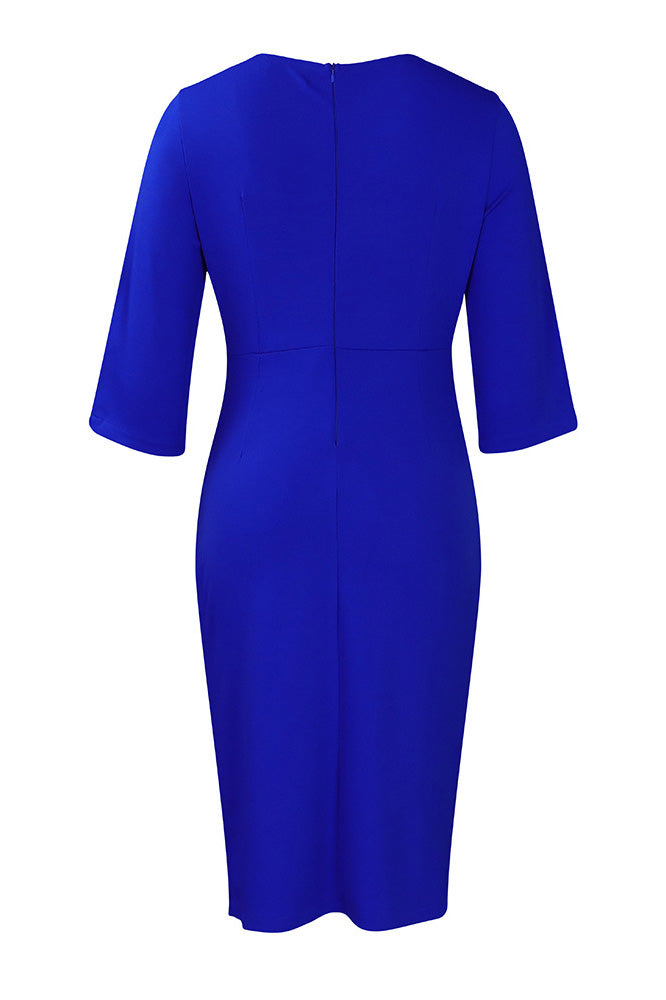 Office Pleated Pencil Dress Women's Slim Fit