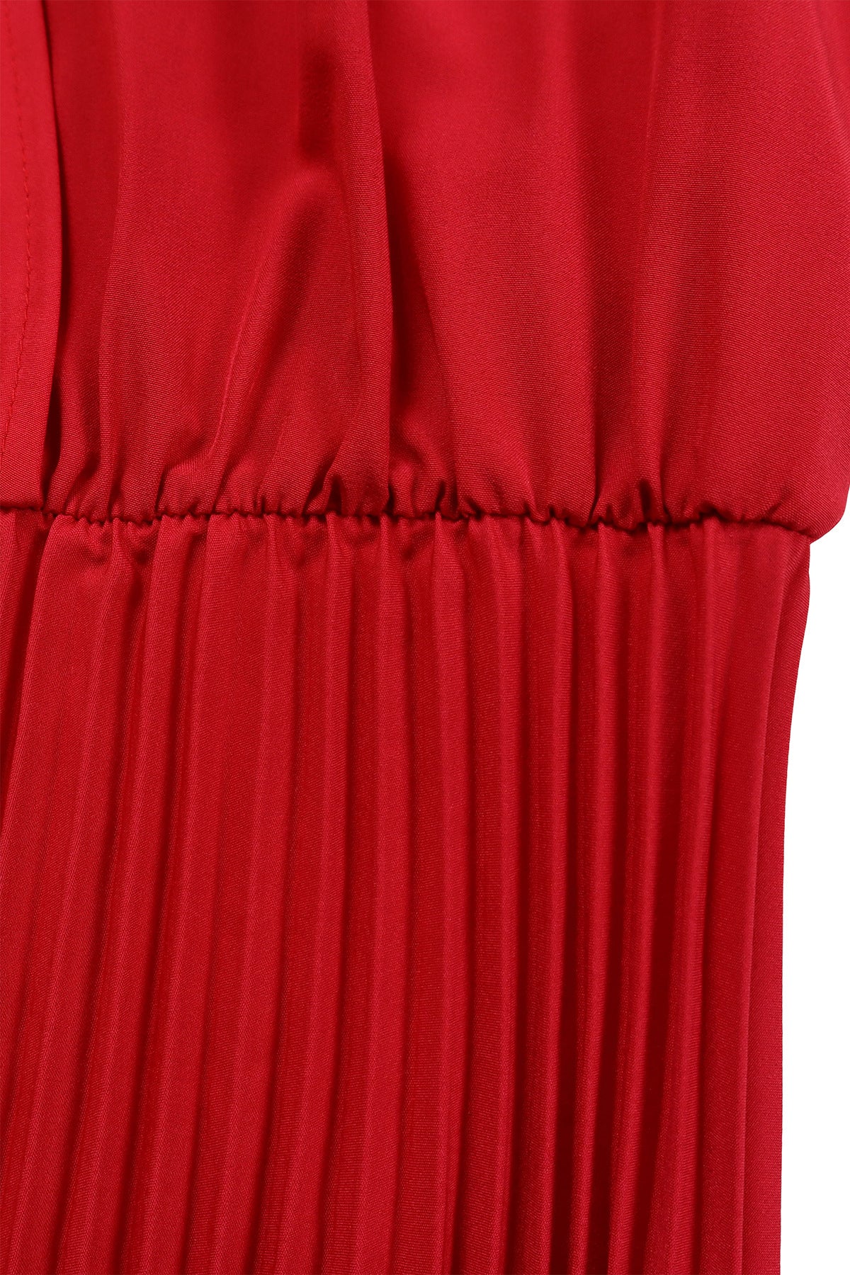 Plus Size Long Sleeve V-Neck Pleated Maxi Dresses