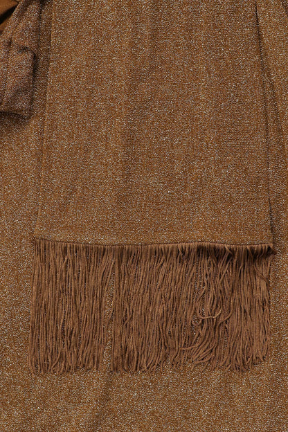 Shimmer One Shoulder Fringe Cutout Maxi Dress