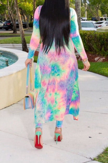 Printed Pants with Long Cardigan Set