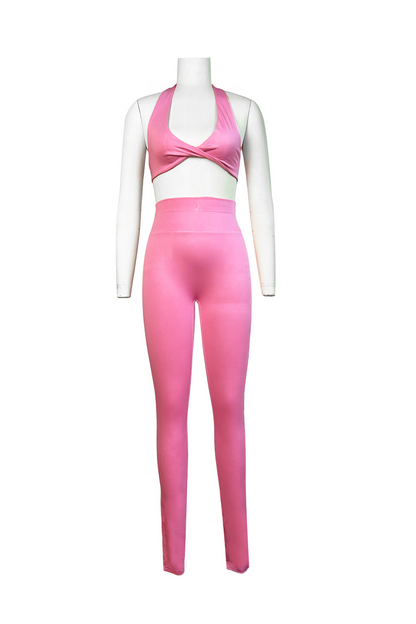 Long Sleeve Shirt Halter V-neck Vest Pant Suits