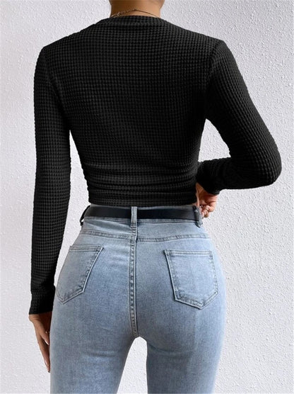 Solid Color Waffle Slim Fit T-Shirt