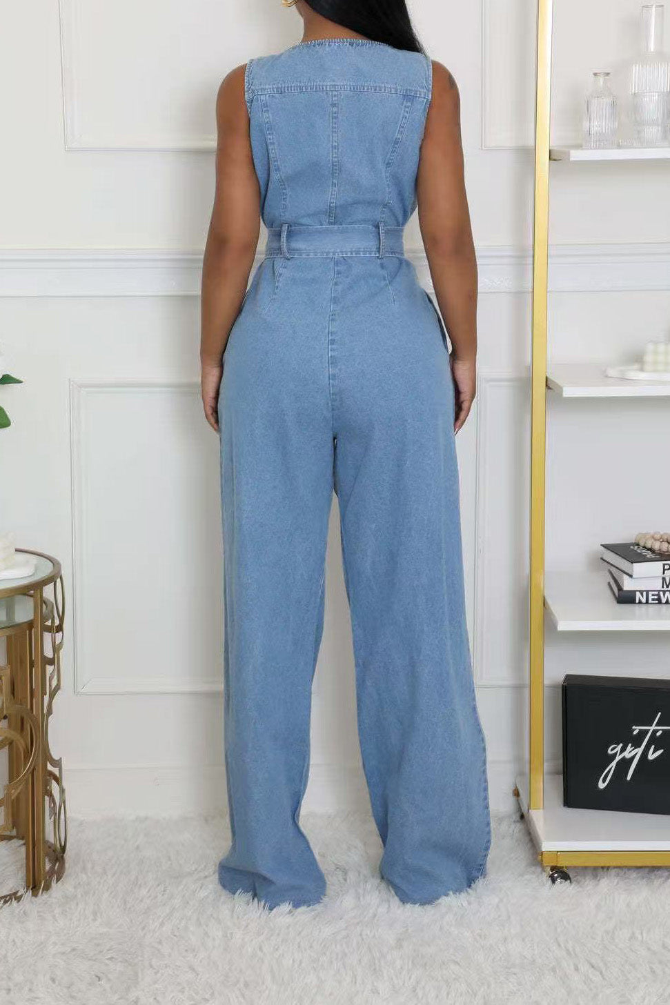 Zip-Front Wide Leg Jumpsuit
