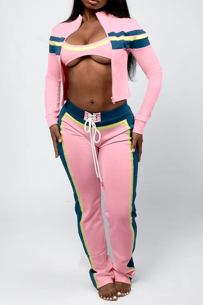 Printed Front-Tie Top and Long Pants Set
