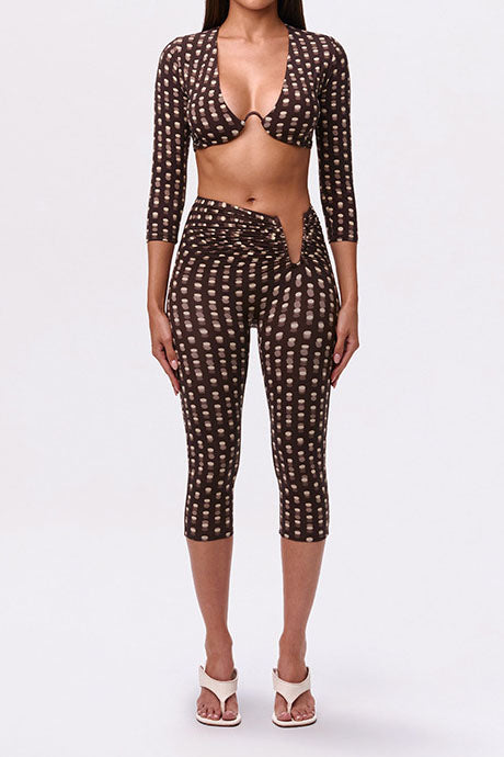 Abstract Print U-Bar Capri Set