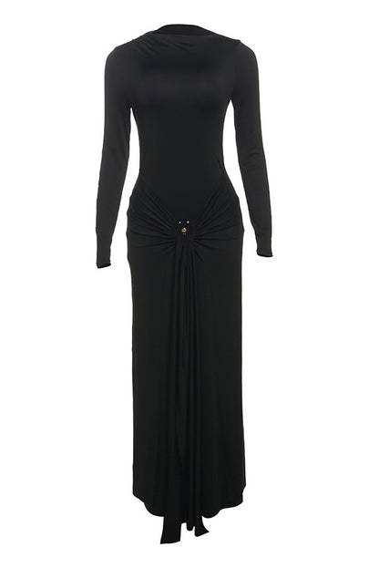 Twist Knot Ring Detail Maxi Dress