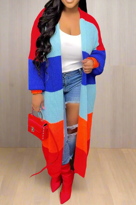 Stripe Knit Cardigan Sweater
